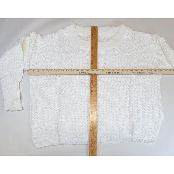 Womens Sweater Wide Neck Ultra White Knit Drop Shoulder Large New In Bag - Picture 8 of 8
